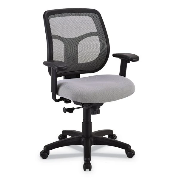 Eurotech Apollo Mid-Back Mesh Chair, 18.1" To 21.7" Seat Height, Silver Seat, Silver Back, Black Base 1 Eurotech Apollo Mid-Back Mesh Chair, 18.1" To 21.7" Seat Height, Silver Seat, Silver Back, Black Base