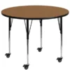 Flash Furniture Mobile 48'' Round Activity Table With Oak Thermal Fused Laminate Top And Standard Height Adjustable Legs