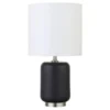 Lambert 15" Tall Ceramic Mini Lamp With Fabric Shade In Matte Black/Brushed Nickel/White