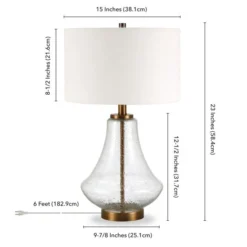 Lagos 23" Tall Table Lamp With Fabric Shade In Seeded Glass/Brushed Brass/White -office furniture sale 3780790e847a3b5fbcefd160f7d8f2dd71