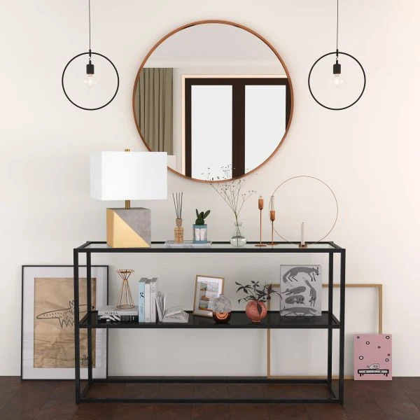 Severin 18.5" Tall Gold-Dipped Concrete Table Lamp With Fabric Shade In Gold And Concrete/White 3 Severin 18.5" Tall Gold-Dipped Concrete Table Lamp With Fabric Shade In Gold And Concrete/White - Image 3