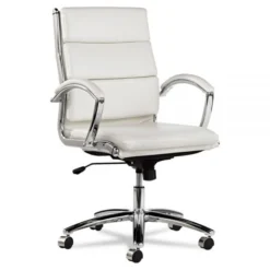 Alera Neratoli Mid-Back Slim Profile Chair, Supports Up To 250 Lbs., White Seat/White Back, Chrome Base