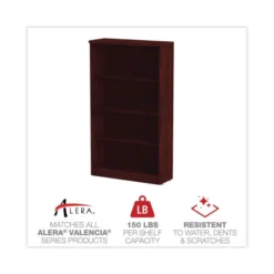 Alera Valencia Series Bookcase, Four-Shelf, 31.75w X 14d X 54.88h, Mahogany -office furniture sale 38054f5b6322c69010cade695dcbe4a533