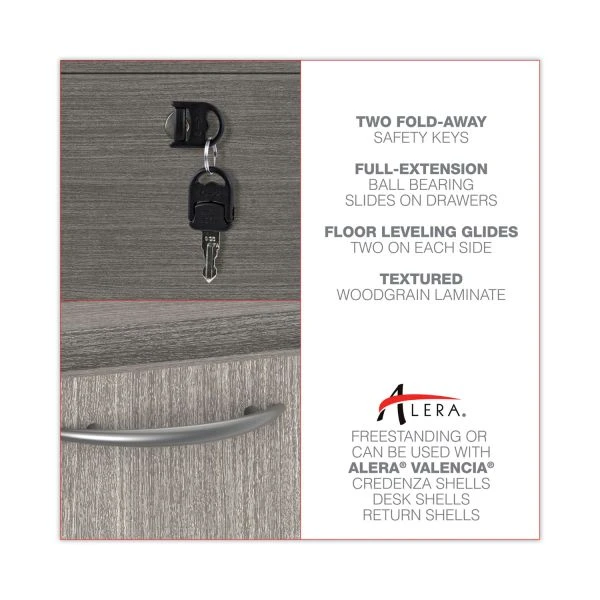 Alera Valencia Series Full Pedestal File, Left/Right, 3-Drawers: Box/Box/File, Legal/Letter, Gray, 15.63" X 20.5" X 28.5" 7 Alera Valencia Series Full Pedestal File, Left/Right, 3-Drawers: Box/Box/File, Legal/Letter, Gray, 15.63" X 20.5" X 28.5" - Image 7