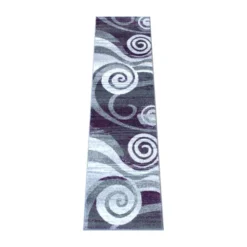 Cirrus Collection 2' X 7' Purple Swirl Patterned Olefin Area Rug With Jute Backing For Entryway, Living Room, Bedroom -office furniture sale 3a17144490c423ba5f64a1f810d0adc551