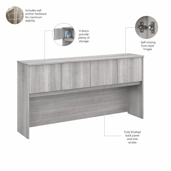 Bush Business Furniture Hybrid 72W Desk Hutch In Platinum Gray 4 Bush Business Furniture Hybrid 72W Desk Hutch In Platinum Gray - Image 4