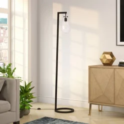 Weston 66" Tall Floor Lamp With Glass Shade In Blackened Bronze/Seeded -office furniture sale 3a8178e9c0843d0f9875fdf77b4e8fd292