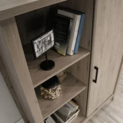 Sauder Summit Station 52"H Bookcase With Sliding Door, Laurel Oak -office furniture sale 3aa988e54bc8f243d4b66cbf11c6a356b3