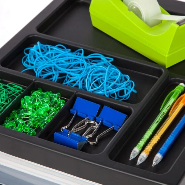 Plastic 6-Drawer Storage Cart, 26 7/16" X 12 1/16" X 14 1/4", Black 3 Plastic 6-Drawer Storage Cart, 26 7/16" X 12 1/16" X 14 1/4", Black - Image 3