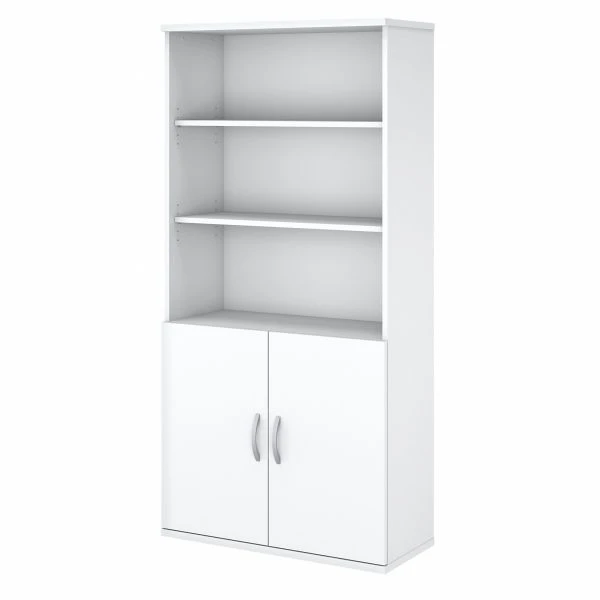 Bush Business Furniture Easy Office 5 Shelf Bookcase With Doors In Pure White 1 Bush Business Furniture Easy Office 5 Shelf Bookcase With Doors In Pure White