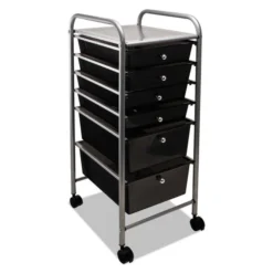 Advantus Portable Drawer Organizer, Metal, 1 Shelf, 6 Drawers, 13" X 15.38" X 32.13", Matte Gray/Smoke