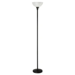 Alera Floor Lamp, 71" High, Translucent Plastic Shade, 11.25w X 11.25d X 71h, Matte Black