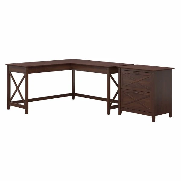Bush Furniture Key West 60W L Shaped Desk With 2 Drawer Lateral File Cabinet In Bing Cherry 1 Bush Furniture Key West 60W L Shaped Desk With 2 Drawer Lateral File Cabinet In Bing Cherry