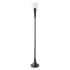 Moura Torchiere Floor Lamp With Glass Shade In Blackened Bronze/Seeded
