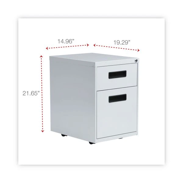 Alera File Pedestal, Left Or Right, 2-Drawers: Box/File, Legal/Letter, Light Gray, 14.96" X 19.29" X 21.65" 7 Alera File Pedestal, Left Or Right, 2-Drawers: Box/File, Legal/Letter, Light Gray, 14.96" X 19.29" X 21.65" - Image 7