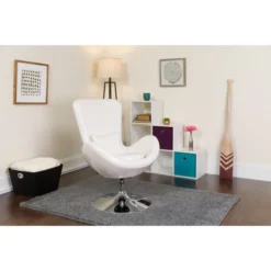 Flash Furniture White Leather Egg Series Reception-Lounge-Side Chair