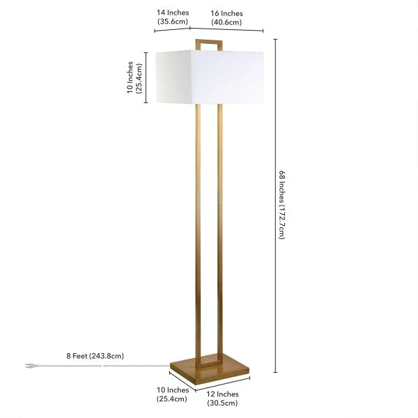 Adair 68" Tall Floor Lamp With Fabric Shade In Brass/White 4 Adair 68" Tall Floor Lamp With Fabric Shade In Brass/White - Image 4