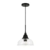 Magnolia 10.75" Wide Pendant With Glass Shade In Blackened Bronze/Seeded