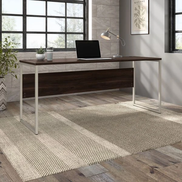 Bush Business Furniture Hybrid 72W X 24D Computer Table Desk With Metal Legs In Black Walnut 6 Bush Business Furniture Hybrid 72W X 24D Computer Table Desk With Metal Legs In Black Walnut - Image 6