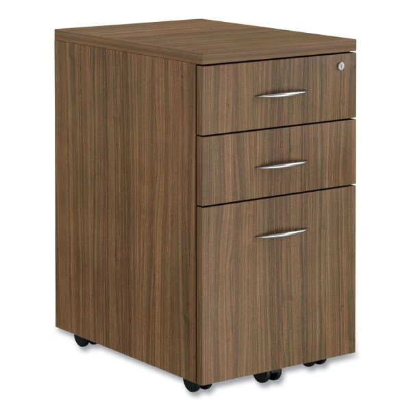Alera Valencia Series Mobile Pedestal File, Left/Right, 3-Drawer: Box/Box/File, Legal/Letter, Walnut, 15.88 X 20.5 X 28.38 1 Alera Valencia Series Mobile Pedestal File, Left/Right, 3-Drawer: Box/Box/File, Legal/Letter, Walnut, 15.88 X 20.5 X 28.38