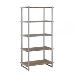 Trezza 60"H 4-Shelf Bookcase, Light Oak
