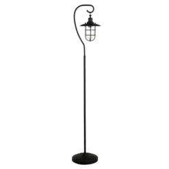 Bay Nautical Floor Lamp With Glass Shade In Blackened Bronze/Clear