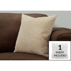 Monarch Specialties Pillows, 18 X 18 Square, Insert Included, Decorative Throw, Accent, Sofa, Couch, Bedroom, Gold And Grey Hypoallergenic Polyester, Modern