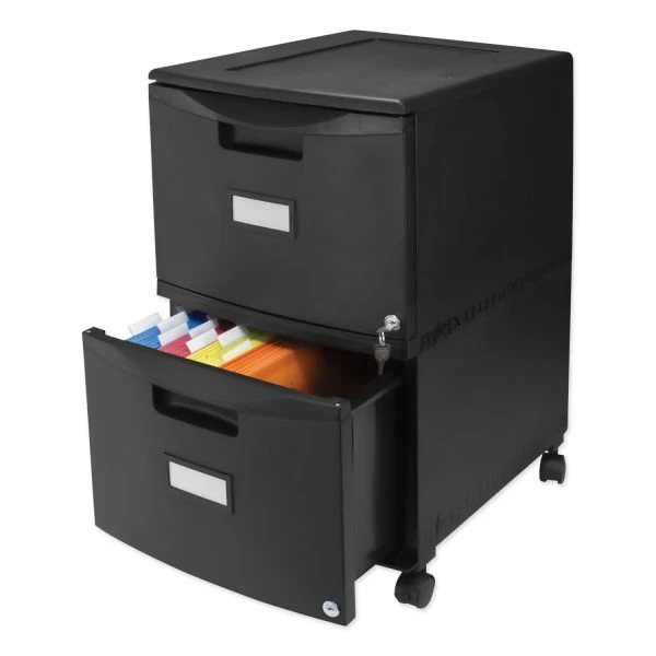 Storex Two-Drawer Mobile Filing Cabinet, 2 Legal/Letter-Size File Drawers, Black, 14.75" X 18.25" X 26" 8 Storex Two-Drawer Mobile Filing Cabinet, 2 Legal/Letter-Size File Drawers, Black, 14.75" X 18.25" X 26" - Image 8