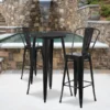 Flash Furniture 24'' Round Black Metal Indoor-Outdoor Bar Table Set With 2 Cafe Barstools