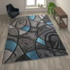 Jubilee Collection 8' X 10' Blue Abstract Area Rug - Olefin Rug With Jute Backing - Living Room, Bedroom, & Family Room