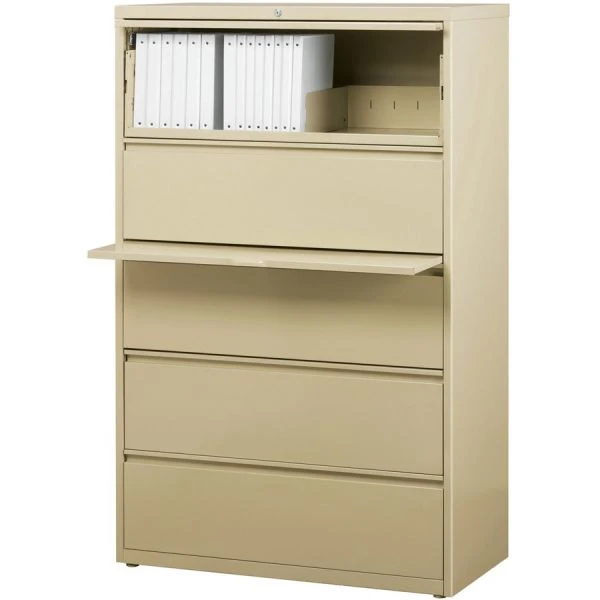 Lorell 5 Drawer Lateral File Cabinet, Letter/Legal/A4, 36" Wide, Putty 4 Lorell 5 Drawer Lateral File Cabinet, Letter/Legal/A4, 36" Wide, Putty - Image 4