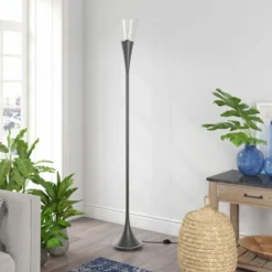 Moura Torchiere Floor Lamp With Glass Shade In Aged Steel/Seeded 10 Moura Torchiere Floor Lamp With Glass Shade In Aged Steel/Seeded -office furniture sale 3e467e1d5a470e9668c40f147752e15797