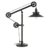 Descartes 29" Tall Wide Brim/Pulley System Table Lamp With Metal Shade In Blackened Bronze/Blackened Bronze