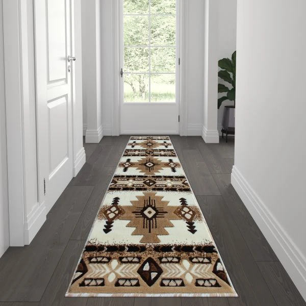 Mohave Collection 2' X 7' Ivory Traditional Southwestern Style Area Rug - Olefin Fibers With Jute Backing 1 Mohave Collection 2' X 7' Ivory Traditional Southwestern Style Area Rug - Olefin Fibers With Jute Backing