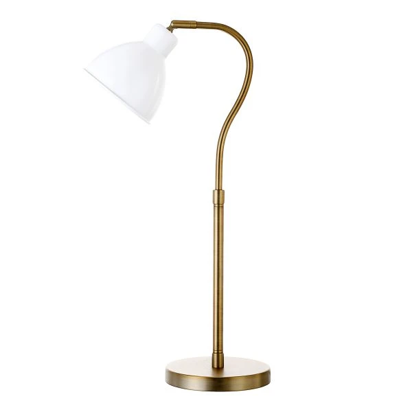 Vincent 25.13" Tall Table Lamp With Metal Shade In Brass/White/Brass 3 Vincent 25.13" Tall Table Lamp With Metal Shade In Brass/White/Brass - Image 3