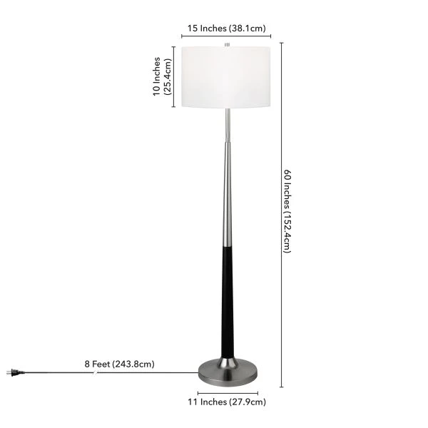 Lyon Two-Tone Floor Lamp With Fabric Shade In Brushed Nickel/Matte Black/White 5 Lyon Two-Tone Floor Lamp With Fabric Shade In Brushed Nickel/Matte Black/White - Image 5