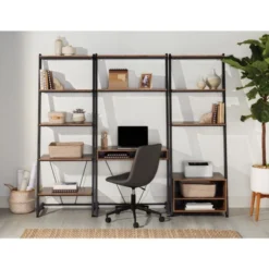 Belling 73"H Leaning 5-Shelf Bookcase, Modern Oak -office furniture sale 3fc2a0d3339a4f3426f0f1dcbd8b5fd1ae