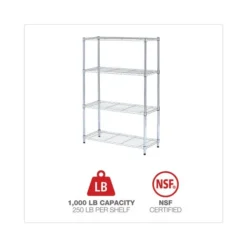 Alera Residential Wire Shelving, Four-Shelf, 36w X 14d X 54h, Silver 16 Alera Residential Wire Shelving, Four-Shelf, 36w X 14d X 54h, Silver -office furniture sale 3fdd8e98ffee3761bcaebe8e65c12a47da