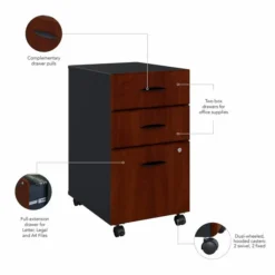 Bush Business Furniture Series A 3 Drawer Mobile File Cabinet In Hansen Cherry And Galaxy -office furniture sale 3fefad64dfae45e6ccd7f1e9d8ff220249