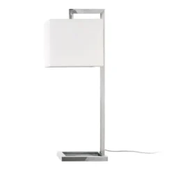 Grayson 26" Tall Table Lamp With Fabric Shade In Polished Nickel/White -office furniture sale 3ff3dbfc120bec50903c8d5d50e224f07a