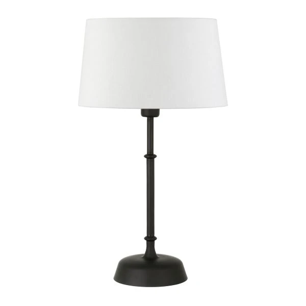 Derek 24.25" Tall Table Lamp With Fabric Shade In Blackened Bronze/White 1 Derek 24.25" Tall Table Lamp With Fabric Shade In Blackened Bronze/White