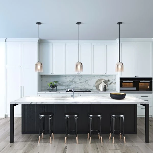 Marit 10" Wide Pendant With Glass Shade In Smoked Nickel/Ombre Smoked Chrome 5 Marit 10" Wide Pendant With Glass Shade In Smoked Nickel/Ombre Smoked Chrome - Image 5