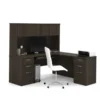 Bestar Embassy 71" L-shaped Desk In Dark Chocolate