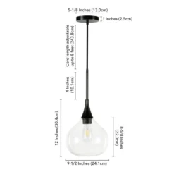 Ida 9.5" Wide Pendant With Glass Shade In Matte Black/Clear 8 Ida 9.5" Wide Pendant With Glass Shade In Matte Black/Clear -office furniture sale 4062539b861781d1b6f80dea9928a85a0c
