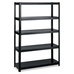 Safco Boltless Steel Shelving, Five-Shelf, 48w X 24d X 72h, Black