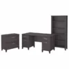Bush Furniture Somerset 60W Office Desk With Lateral File Cabinet And 5 Shelf Bookcase In Storm Gray