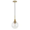 Walker 9" Wide Pendant With Glass Shade In Brass/Seeded