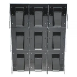 Deflecto Stand-Tall 9-Bin Wall-Mount Literature Rack, Mag, 27.5w X 3.38d X 35.63h, Clear/Black -office furniture sale 40d9da97af2f92cc446e69cbac91ce3e5c
