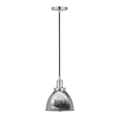 Madison 8" Wide Pendant With Metal Shade In Polished Nickel/Polished Nickel