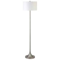 Josephine 62" Tall Floor Lamp With Fabric Shade In Brushed Nickel/White